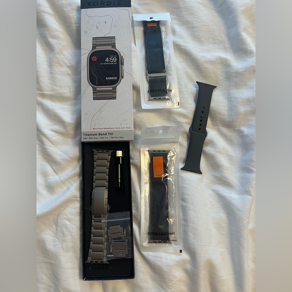 Apple Ultra watch bands-Kordiz Titanium, Apple authentic and new Amazon.